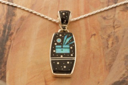 Calvin Begay Night Sky Sterling Silver Reversible Pendant
